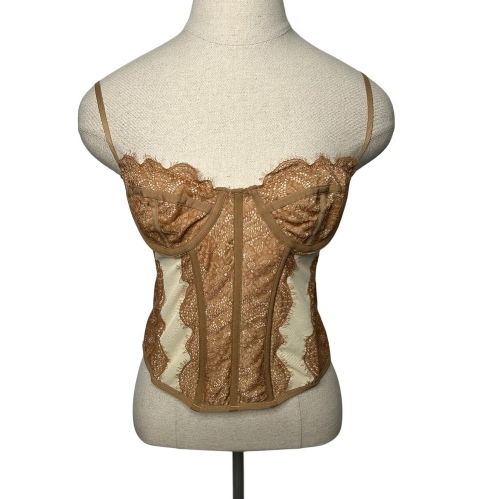 Urban Outfitters Out From Under Modern Love Corset in Neutral Tan Size Large - Picture 3 of 11